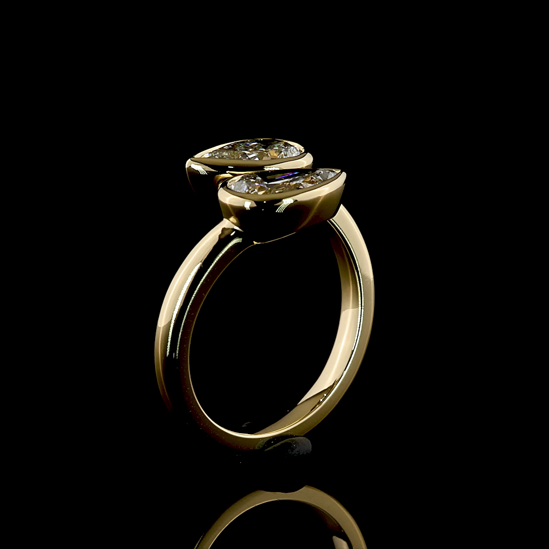 1.99 CTTW Pear Lab Grown Diamond Toi et Moi Ring Sz. 6.5 (E Color and VS1 Clarity)