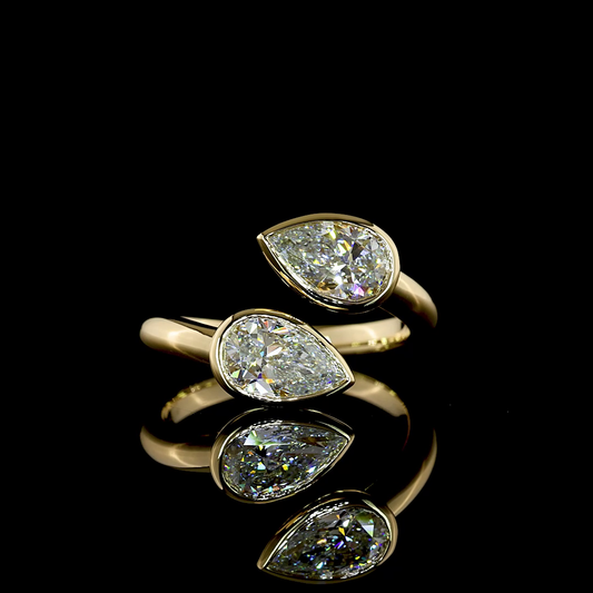 1.89 CTTW Pear Lab Grown Diamond Toi et Moi Ring Sz. 6.5 (E Color and VS1 Clarity)