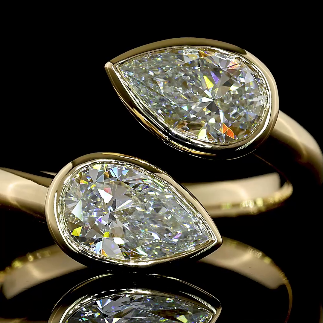1.89 CTTW Pear Lab Grown Diamond Toi et Moi Ring Sz. 6.5 (E Color and VS1 Clarity)