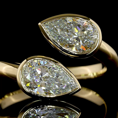 1.89 CTTW Pear Lab Grown Diamond Toi et Moi Ring Sz. 6.5 (E Color and VS1 Clarity)