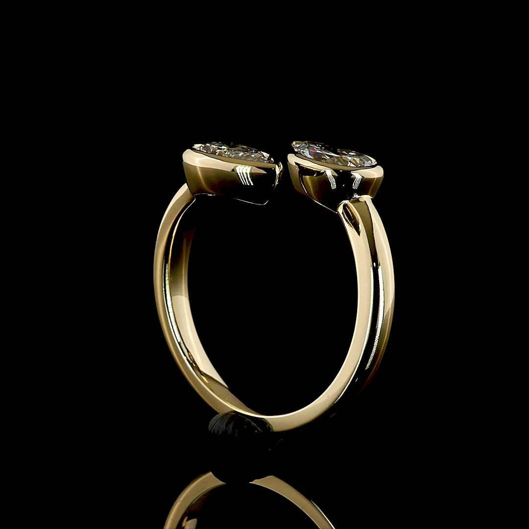 1.89 CTTW Pear Lab Grown Diamond Toi et Moi Ring Sz. 6.5 (E Color and VS1 Clarity)