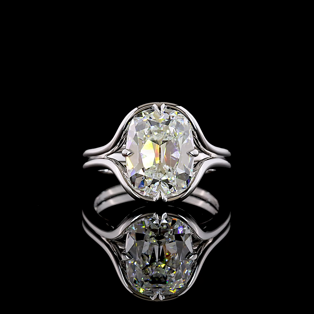4.16 CT Antique Cushion Lab Grown Diamond Solitaire Ring Sz. 6 (F Color and VS1 Clarity)