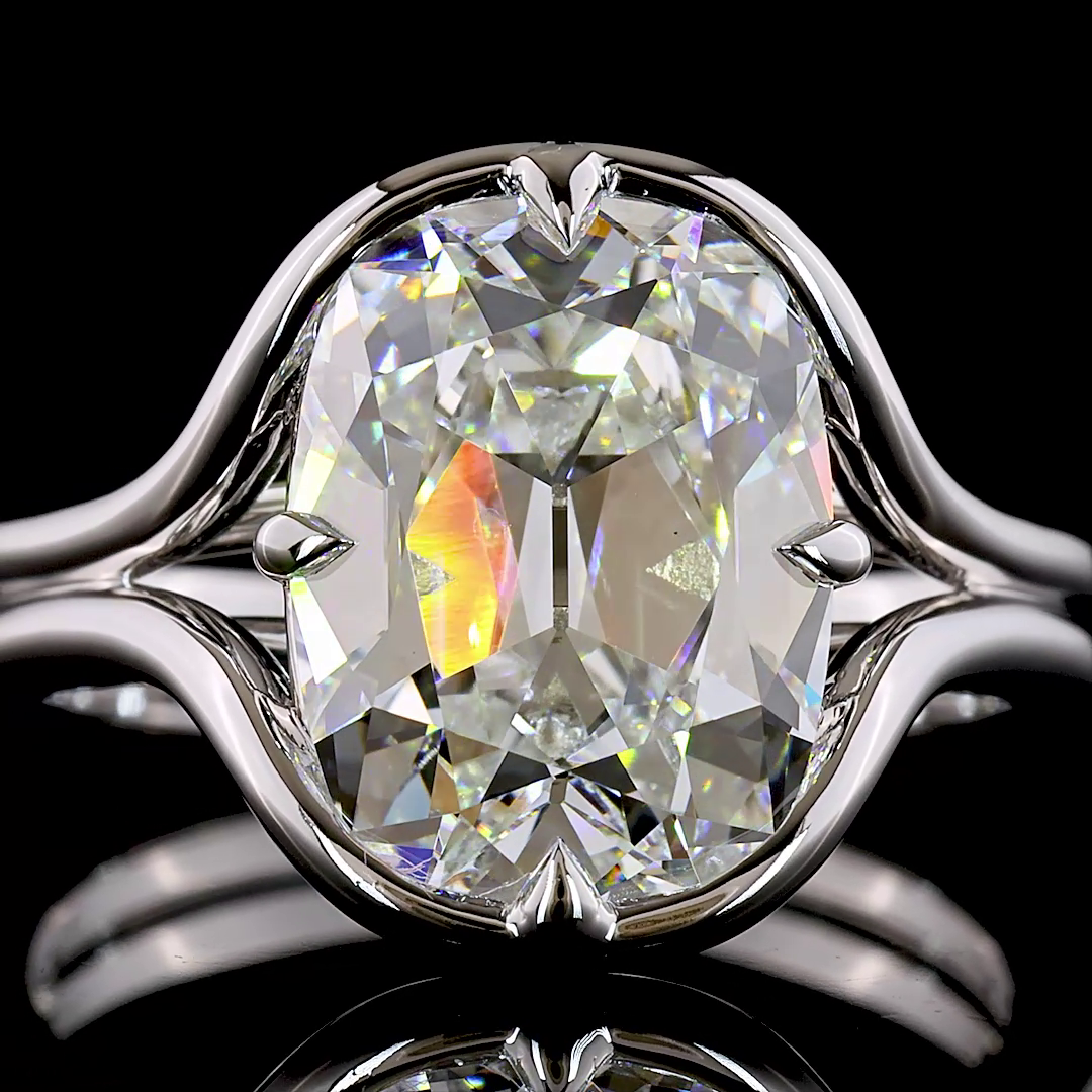 4.16 CT Antique Cushion Lab Grown Diamond Solitaire Ring Sz. 6 (F Color and VS1 Clarity)