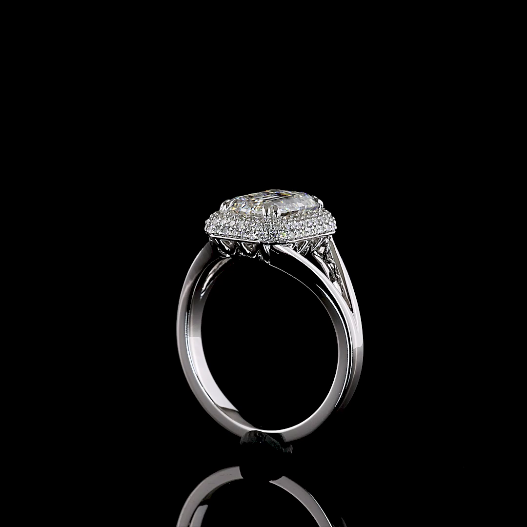 2.39 CTTW Emerald Lab Grown Diamond Halo Ring Sz. 6.5 (F Color and VS1 Clarity)