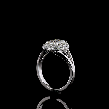 2.39 CTTW Emerald Lab Grown Diamond Halo Ring Sz. 6.5 (F Color and VS1 Clarity)
