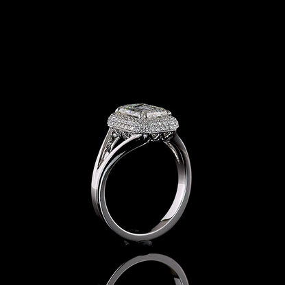 2.39 CTTW Emerald Lab Grown Diamond Halo Ring Sz. 6.5 (F Color and VS1 Clarity)