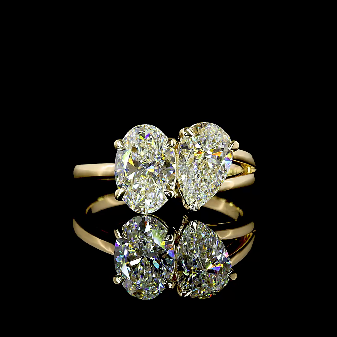 2.81 CTTW Oval Lab Grown Diamond Toi et Moi Ring Sz. 6.5 (F Color and VS1 Clarity)