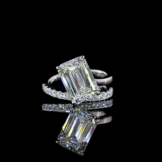 5.59 CTTW Emerald Lab Grown Diamond Special Ring Sz. 6.5 (F Color and VVS2 Clarity)
