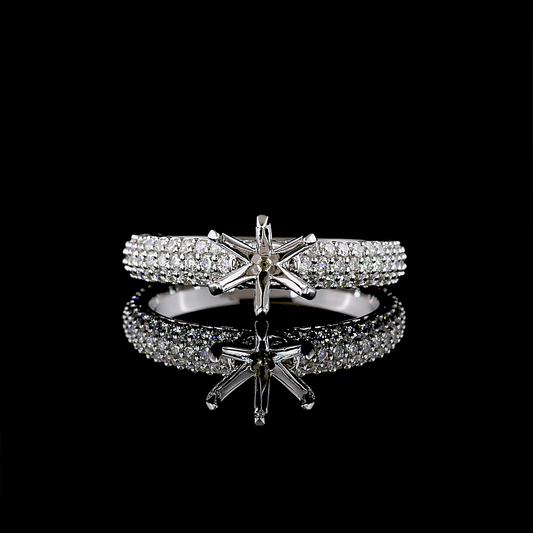 0.71 CTTW Natural Diamond Solitaire Diamond Shank Ring Sz. 6.5