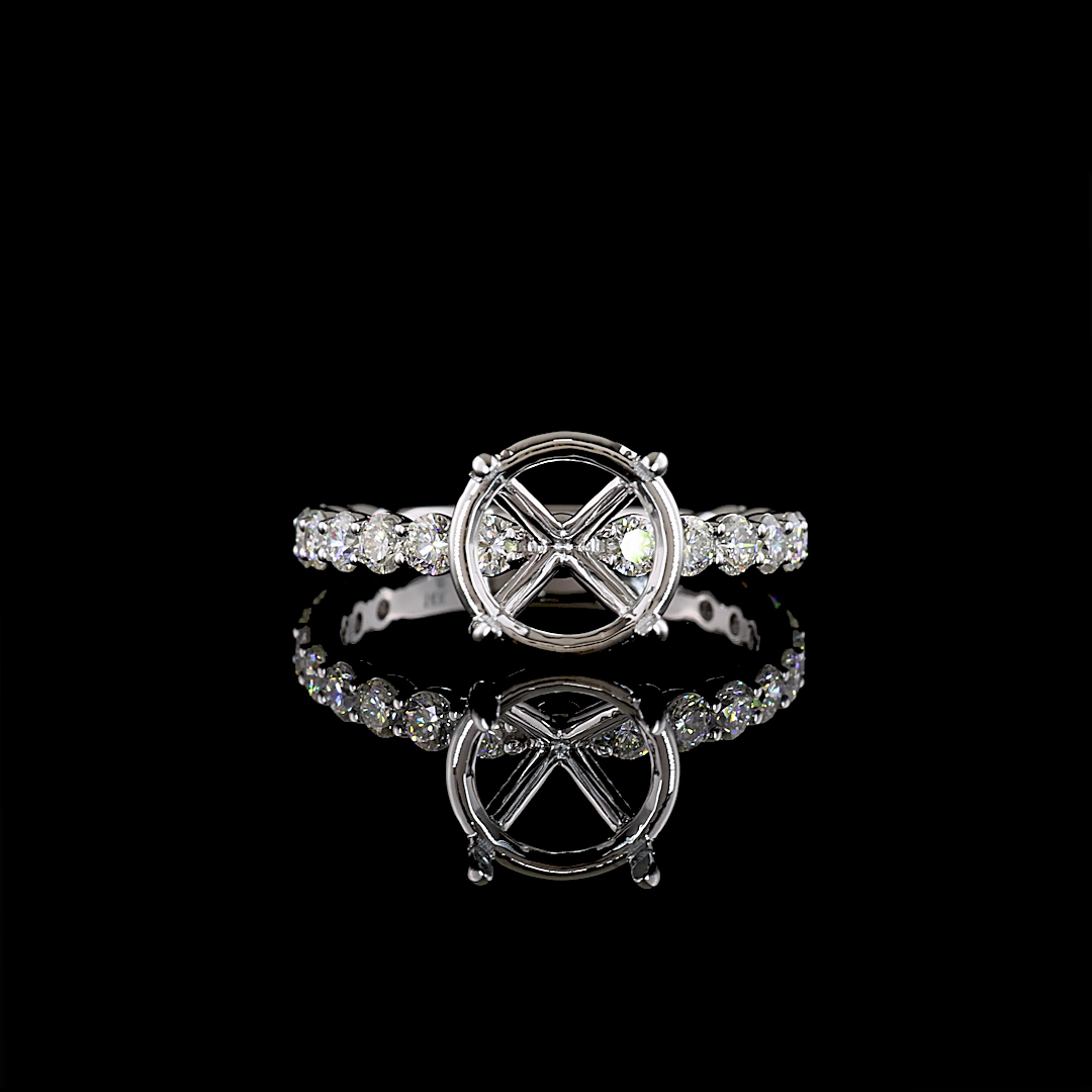 0.99 CTTW Round Natural Diamond Solitaire Diamond Shank Ring Sz. 7 (H Color and SI Clarity)