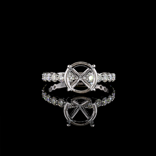 0.99 CTTW Round Natural Diamond Solitaire Diamond Shank Ring Sz. 7 (H Color and SI Clarity)