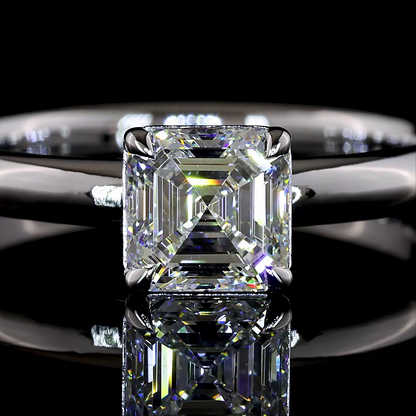 1.01 CT Asscher Lab Grown Diamond Solitaire Ring Sz. 6.5 (F Color and VS2 Clarity)