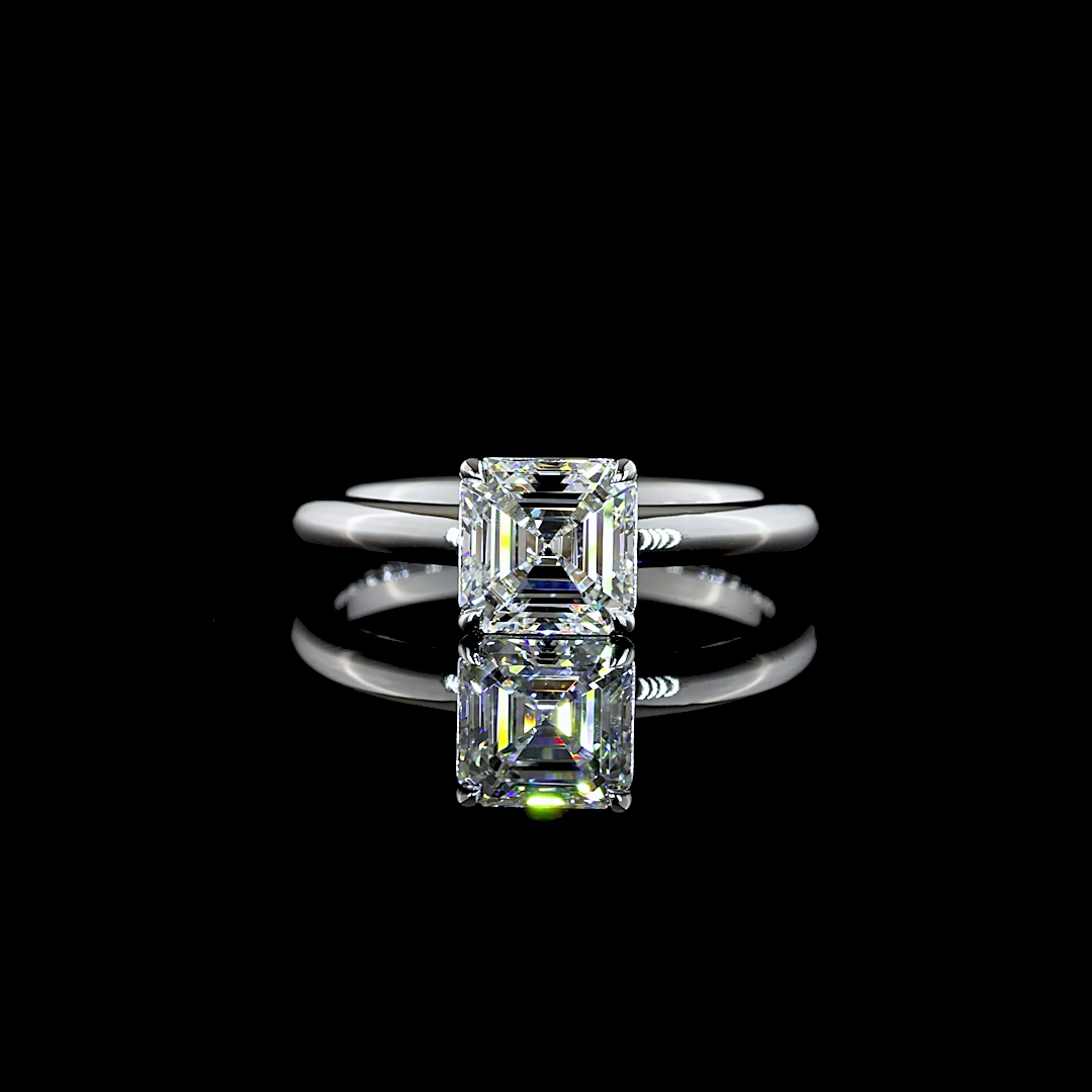 1.50 CT Asscher Lab Grown Diamond Solitaire Ring Sz. 6.5 (F Color and VS1 Clarity)