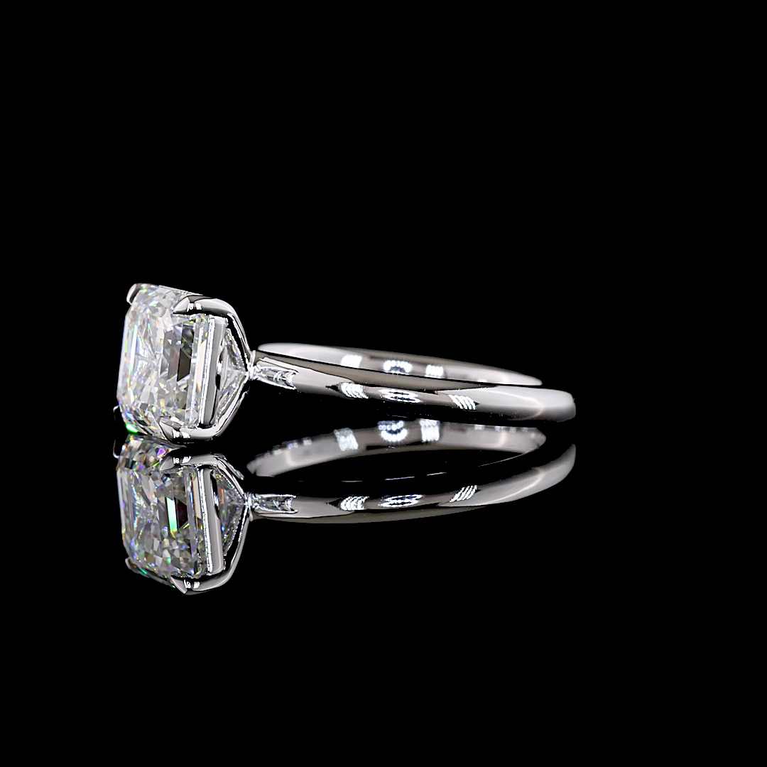 3.20 CT Asscher Lab Grown Diamond Solitaire Ring Sz. 6.5 (F Color and VS1 Clarity)