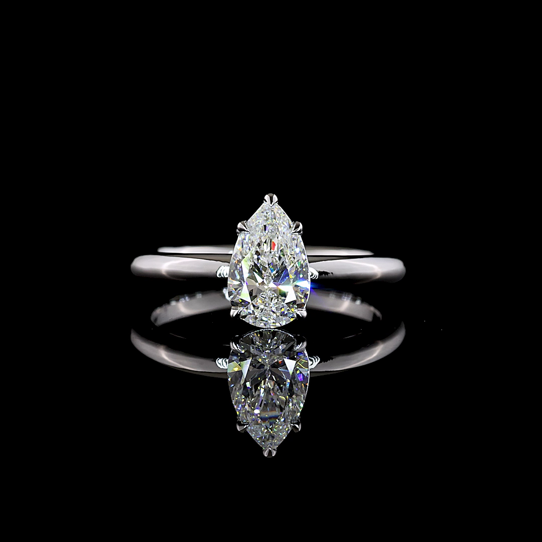 1.07 CT Pear Lab Grown Diamond Solitaire Ring Sz. 6.5 (F Color and VVS2 Clarity)