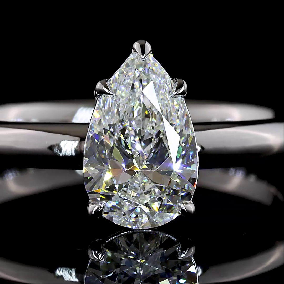 1.07 CT Pear Lab Grown Diamond Solitaire Ring Sz. 6.5 (F Color and VVS2 Clarity)