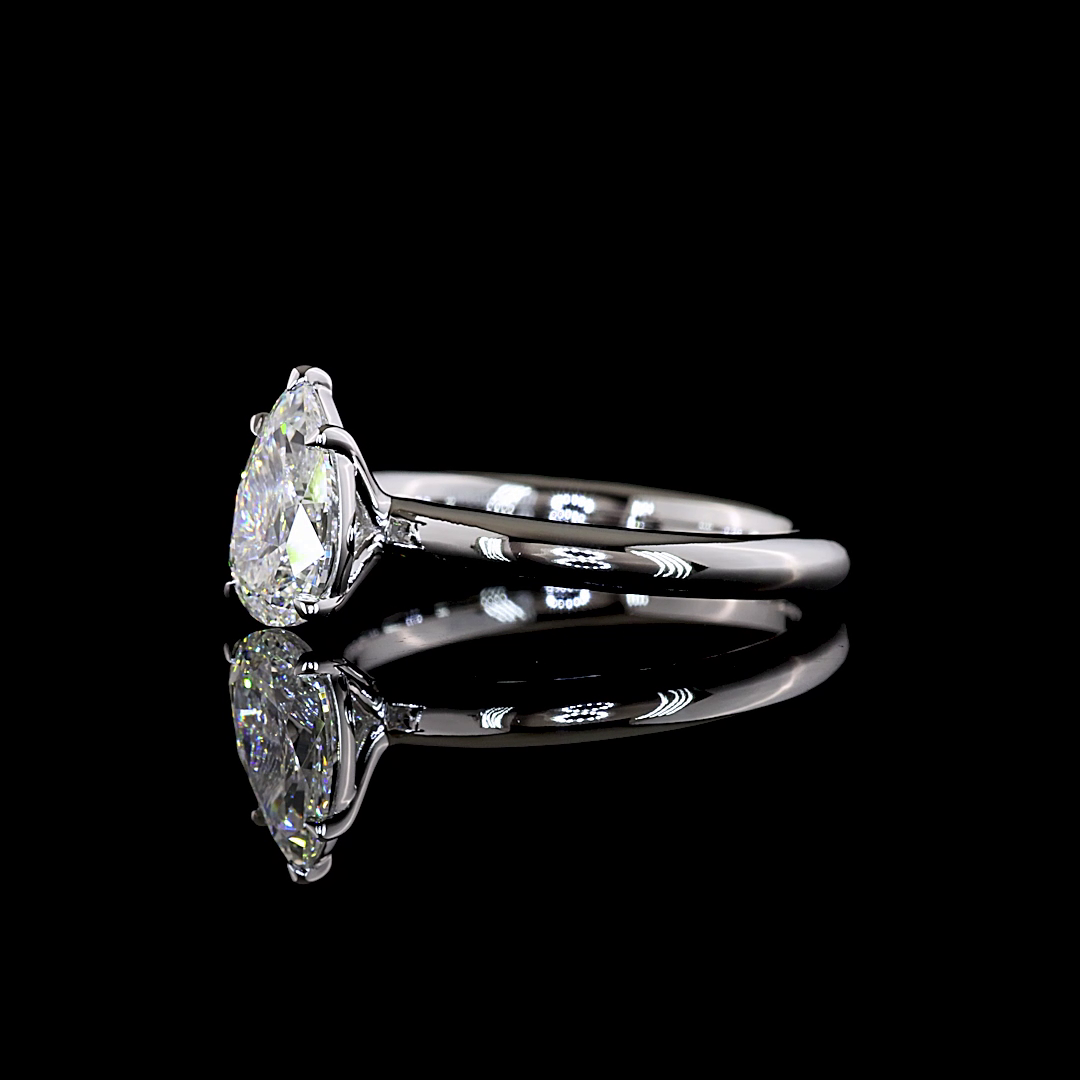 1.07 CT Pear Lab Grown Diamond Solitaire Ring Sz. 6.5 (F Color and VVS2 Clarity)