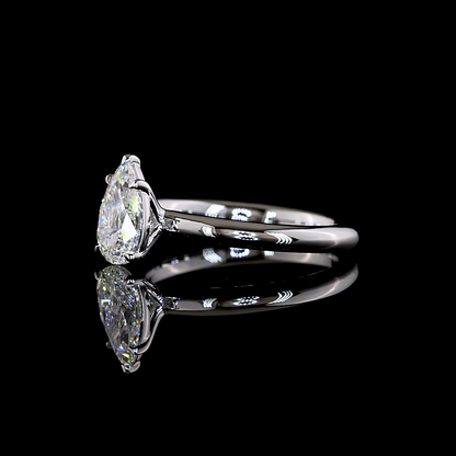 1.07 CT Pear Lab Grown Diamond Solitaire Ring Sz. 6.5 (F Color and VVS2 Clarity)