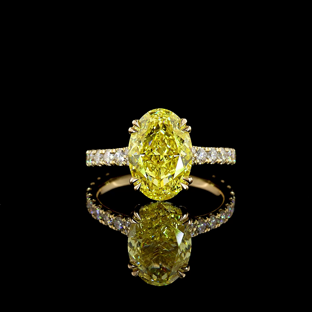 4.72 CTTW Oval Lab Grown Diamond Solitaire Diamond Shank Ring Sz. 6 (FV.YL Color and VS2 Clarity)