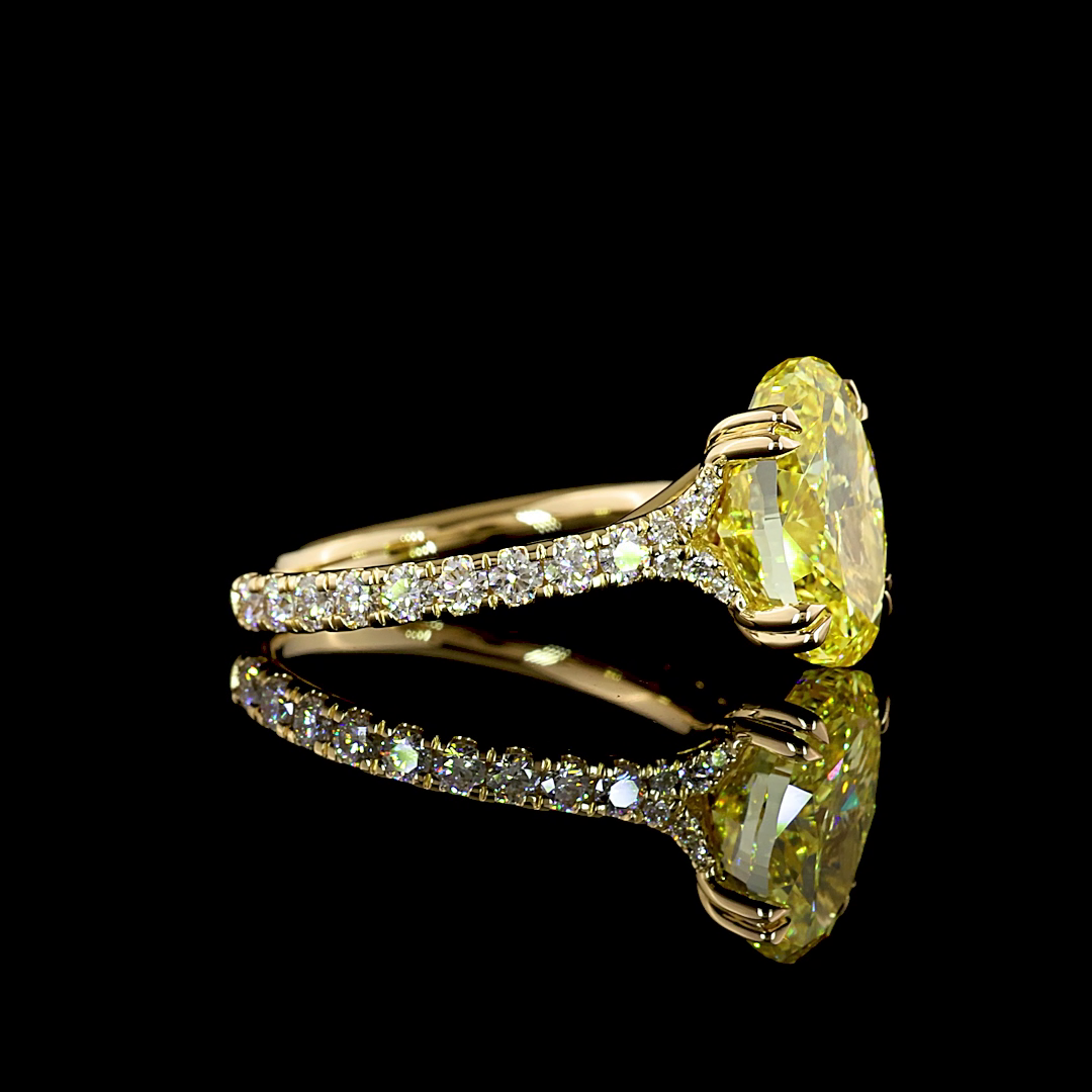 4.72 CTTW Oval Lab Grown Diamond Solitaire Diamond Shank Ring Sz. 6 (FV.YL Color and VS2 Clarity)