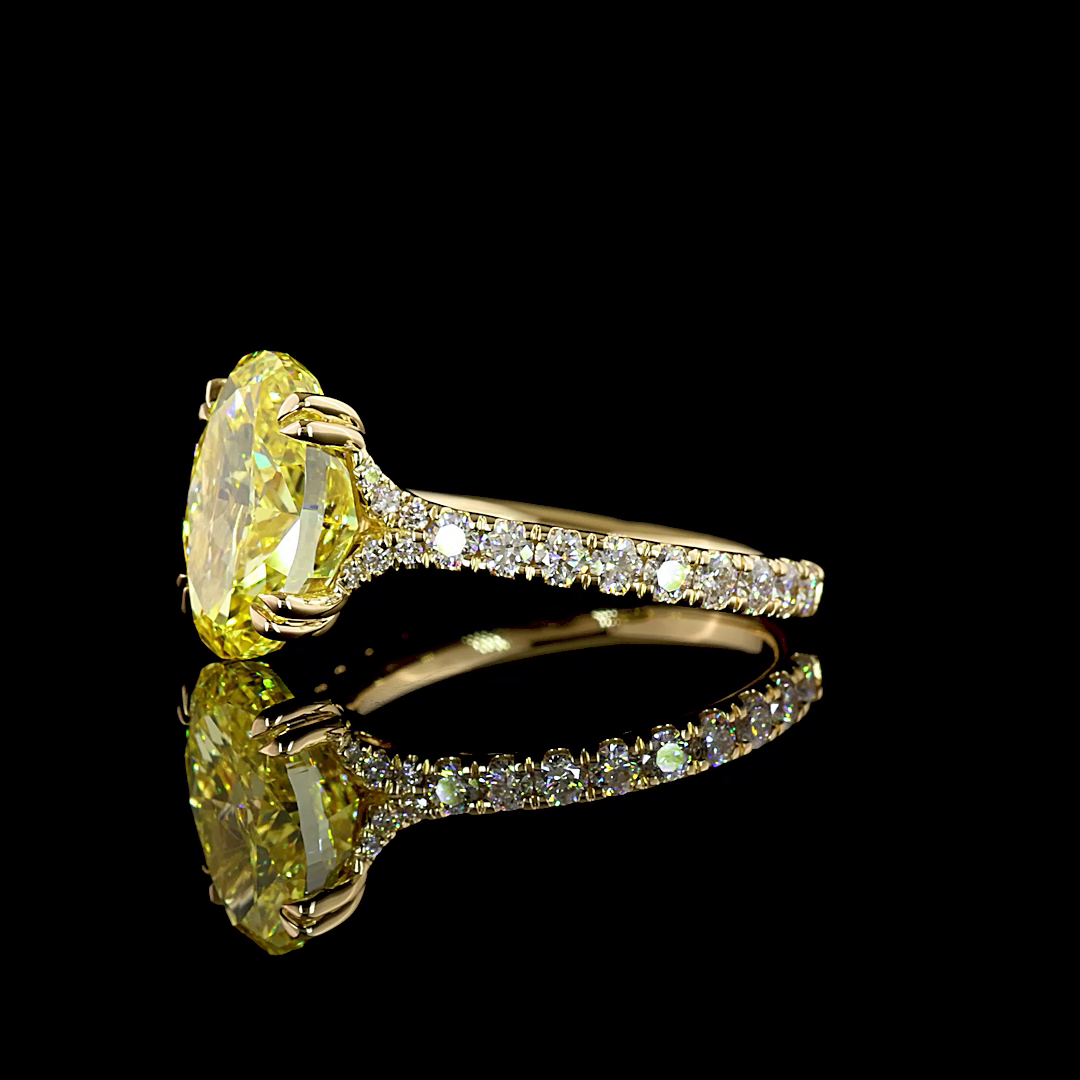 4.72 CTTW Oval Lab Grown Diamond Solitaire Diamond Shank Ring Sz. 6 (FV.YL Color and VS2 Clarity)