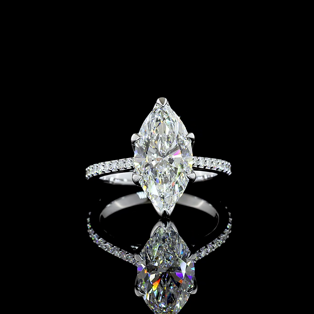 3.71 CTTW Marquise Lab Grown Diamond Solitaire Diamond Shank Ring Sz. 6.5 (F Color and VS1 Clarity)