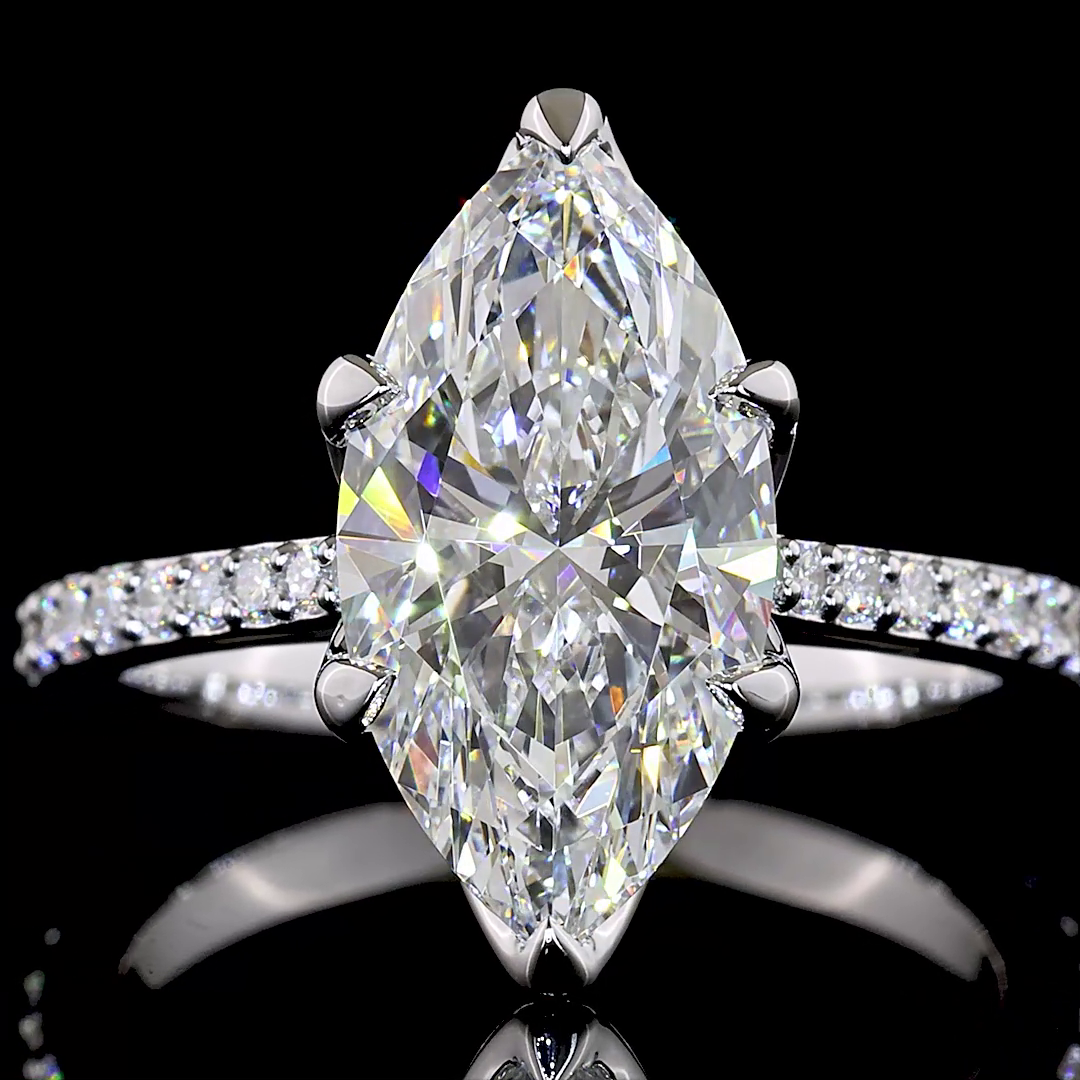3.71 CTTW Marquise Lab Grown Diamond Solitaire Diamond Shank Ring Sz. 6.5 (F Color and VS1 Clarity)
