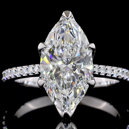 3.71 CTTW Marquise Lab Grown Diamond Solitaire Diamond Shank Ring Sz. 6.5 (F Color and VS1 Clarity)