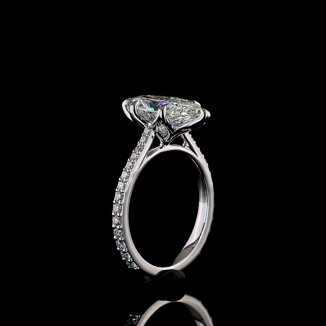 3.71 CTTW Marquise Lab Grown Diamond Solitaire Diamond Shank Ring Sz. 6.5 (F Color and VS1 Clarity)
