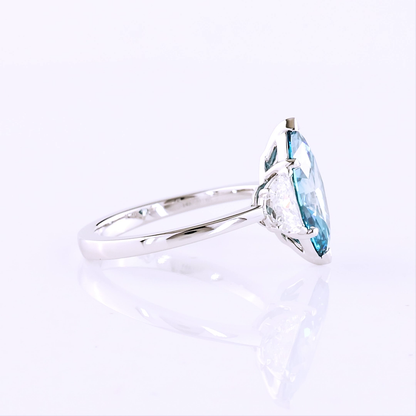 3.22 CTTW Marquise Lab Grown Diamond 3 Stones Ring Sz. 6.5 (FV.BL Color and VS2 Clarity)