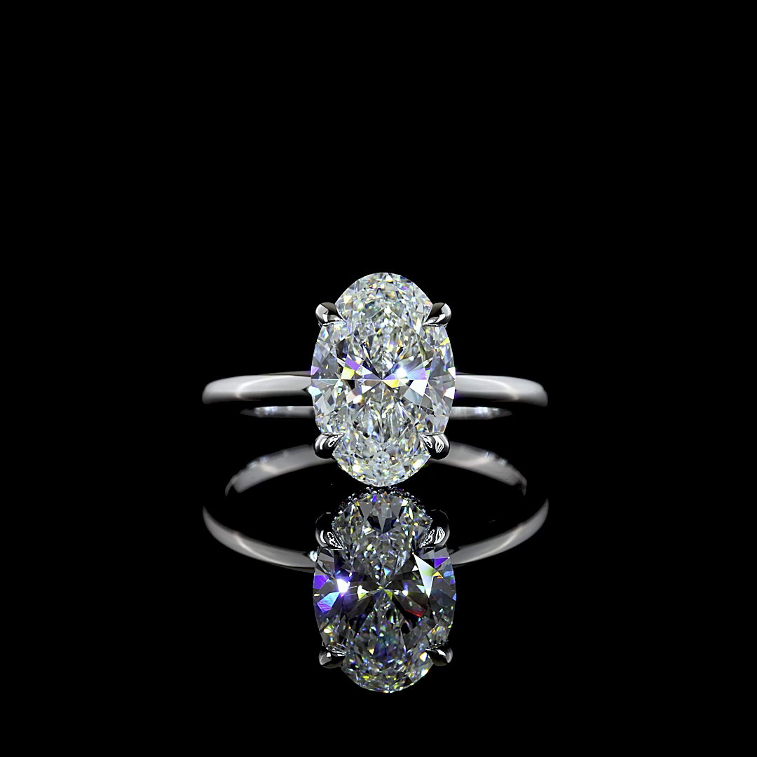 2.70 CTTW Oval Lab Grown Diamond Hidden Halo Ring Sz. 6.5 (F Color and VS1 Clarity)