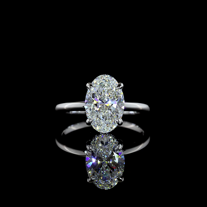 2.70 CTTW Oval Lab Grown Diamond Hidden Halo Ring Sz. 6.5 (F Color and VS1 Clarity)