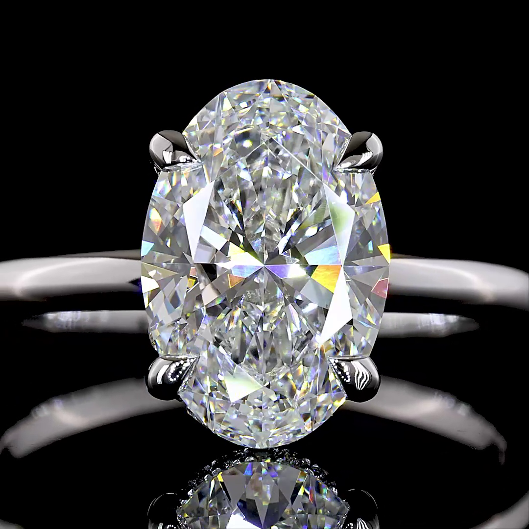 2.70 CTTW Oval Lab Grown Diamond Hidden Halo Ring Sz. 6.5 (F Color and VS1 Clarity)