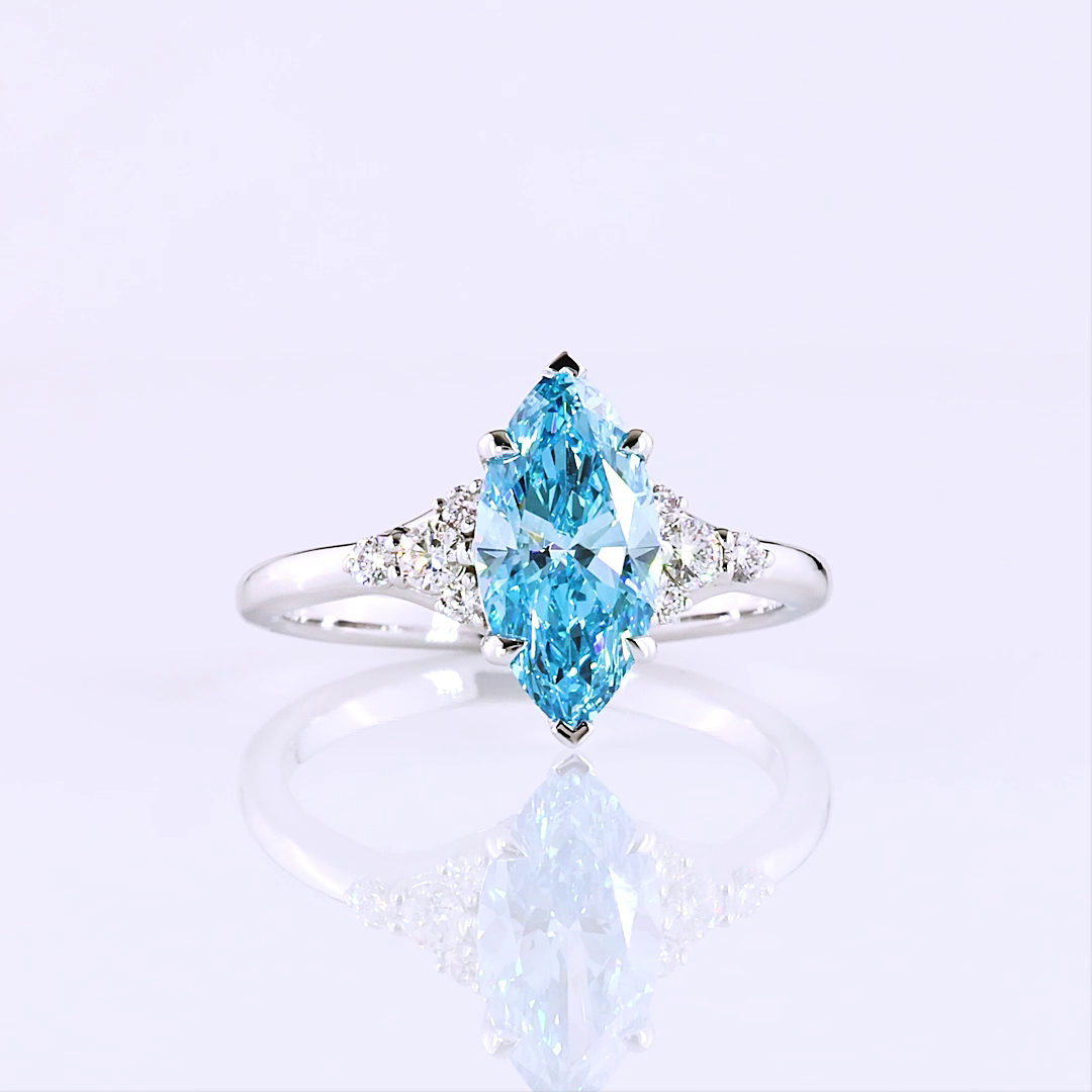 1.83 CTTW Marquise Lab Grown Diamond Special Ring Sz. 6.5 (FV.BL Color and VS2 Clarity)