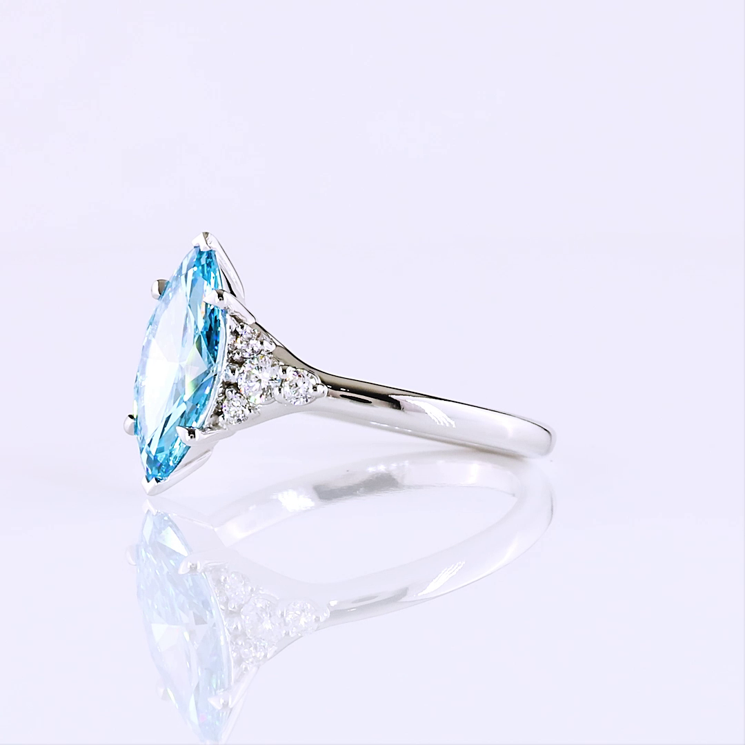 1.83 CTTW Marquise Lab Grown Diamond Special Ring Sz. 6.5 (FV.BL Color and VS2 Clarity)
