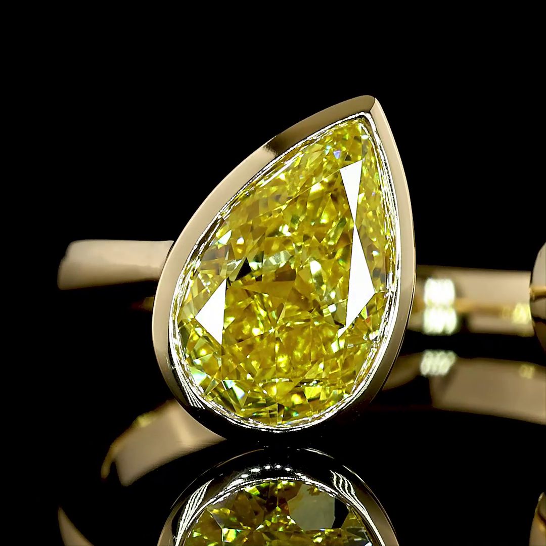 2.51 CTTW Pear Lab Grown Diamond Toi et Moi Ring Sz. 6.5 (FV.YL Color and VS2 Clarity)
