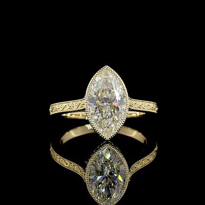 2.37 CTTW Marquise Lab Grown Diamond Hidden Halo Ring Sz. 6.5 (E Color and VS1 Clarity)