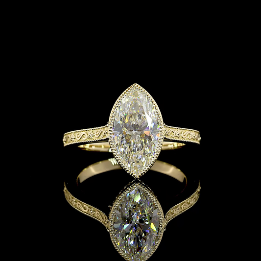 2.37 CTTW Marquise Lab Grown Diamond Hidden Halo Ring Sz. 6.5 (E Color and VS1 Clarity)