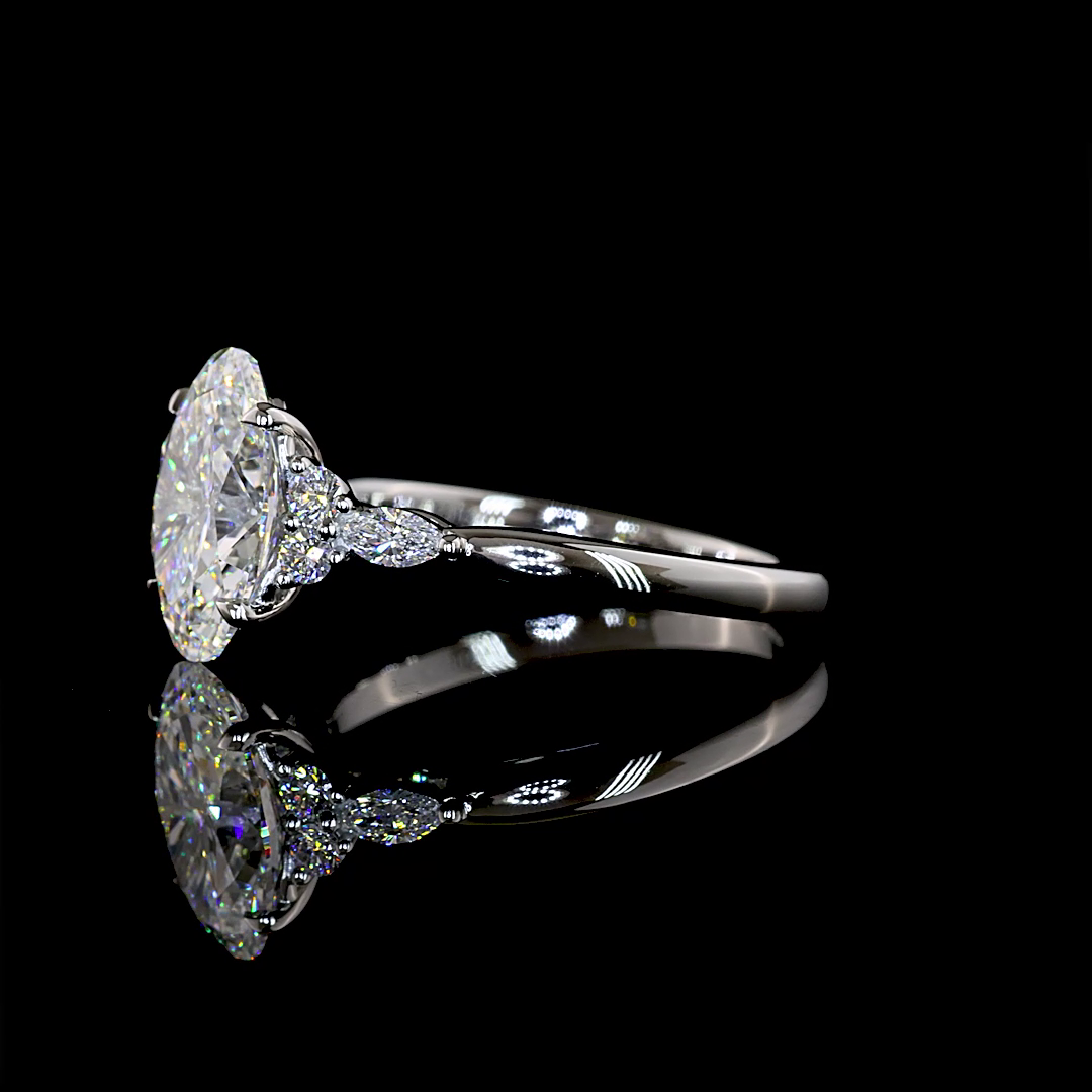 2.78 CTTW Oval Lab Grown Diamond Special Ring Sz. 6 (F Color and VVS2 Clarity)