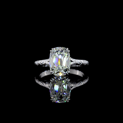 2.34 CTTW Antique Cushion Lab Diamond Solitaire Ring (F Color and VS1 Clarity)