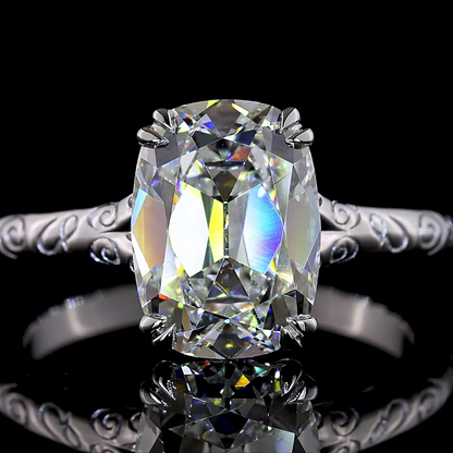 2.34 CTTW Antique Cushion Lab Diamond Solitaire Ring (F Color and VS1 Clarity)