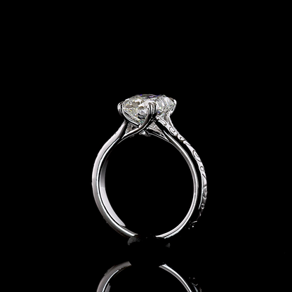 2.34 CTTW Antique Cushion Lab Diamond Solitaire Ring (F Color and VS1 Clarity)