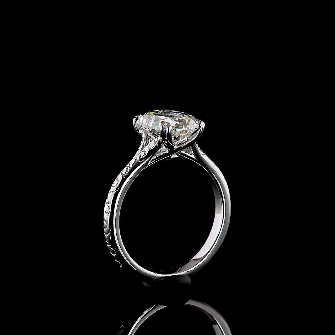 2.34 CTTW Antique Cushion Lab Diamond Solitaire Ring (F Color and VS1 Clarity)