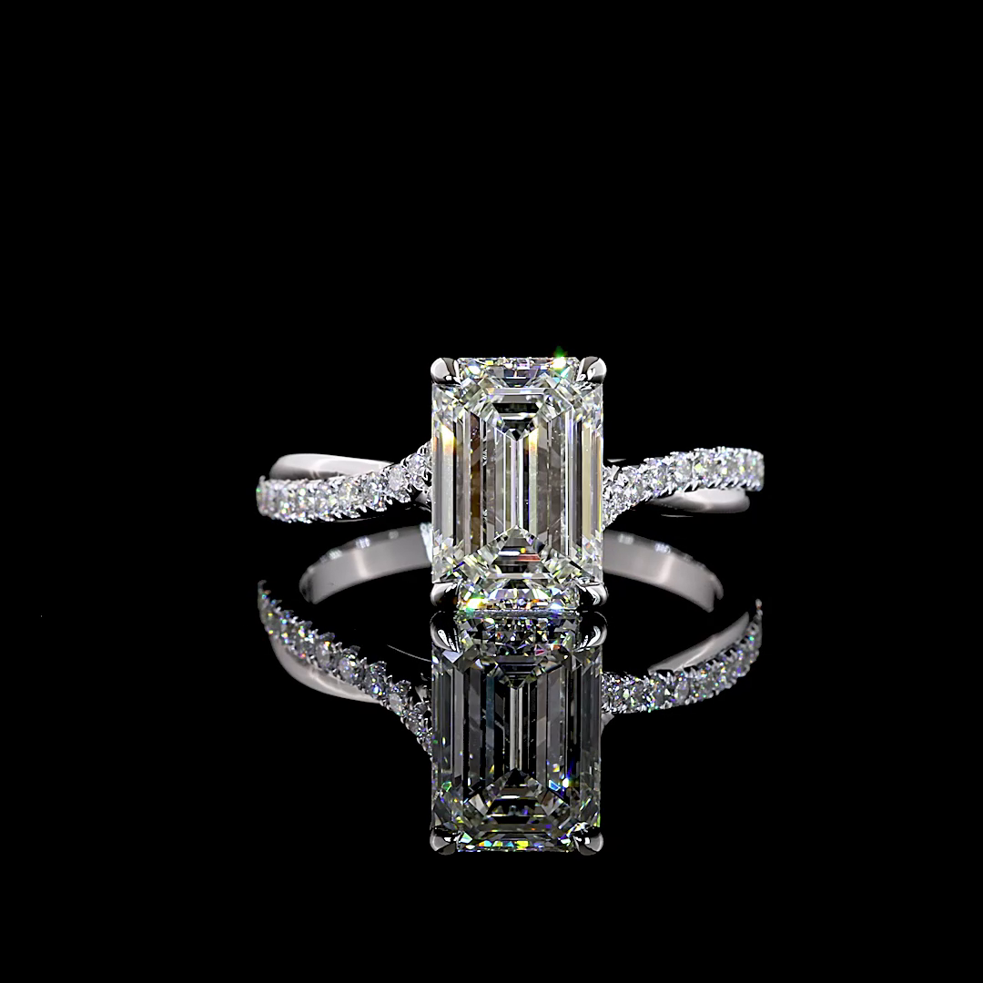 2.80 CTTW Emerald Lab Grown Diamond Solitaire Diamond Shank Ring Sz. 6.5 (F Color and VS1 Clarity)