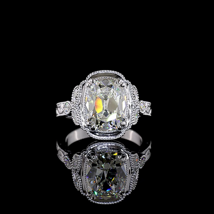 4.51 CTTW Antique Cushion Lab Grown Diamond Special Ring Sz. 6.5 (F Color and VS1 Clarity)