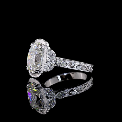 4.51 CTTW Antique Cushion Lab Grown Diamond Special Ring Sz. 6.5 (F Color and VS1 Clarity)