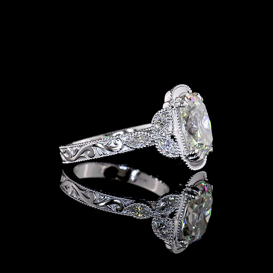 4.51 CTTW Antique Cushion Lab Grown Diamond Special Ring Sz. 6.5 (F Color and VS1 Clarity)