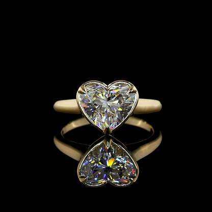 2.54 CT Heart Lab Grown Diamond Solitaire Ring Sz. 6.5 (E Color and VS1 Clarity)