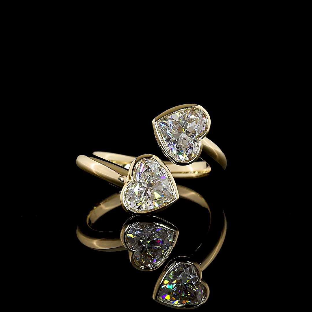 2.10 CTTW Heart Lab Diamond Toi et Moi Ring (D Color and VS1 Clarity)