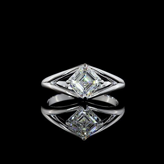 1.28 CT Asscher Lab Grown Diamond Solitaire Ring Sz. 6 (F Color and VS1 Clarity)